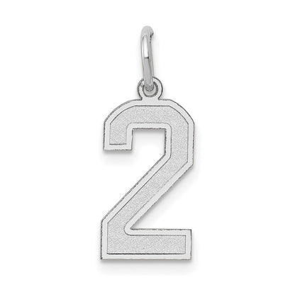 14K White Medium Satin Number 2 Charm