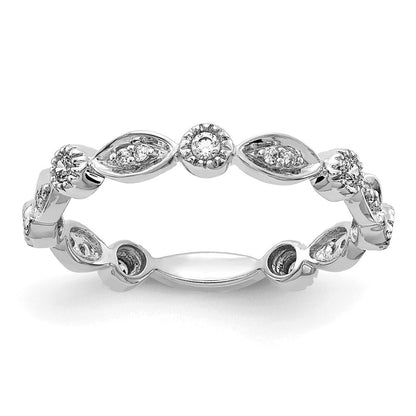 14k White Gold Diamond Fancy Band Size 7
