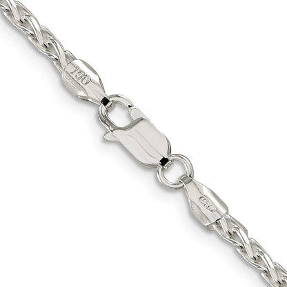 Sterling Silver 2.85mm Diamond-cut Round Spiga Chain Necklace