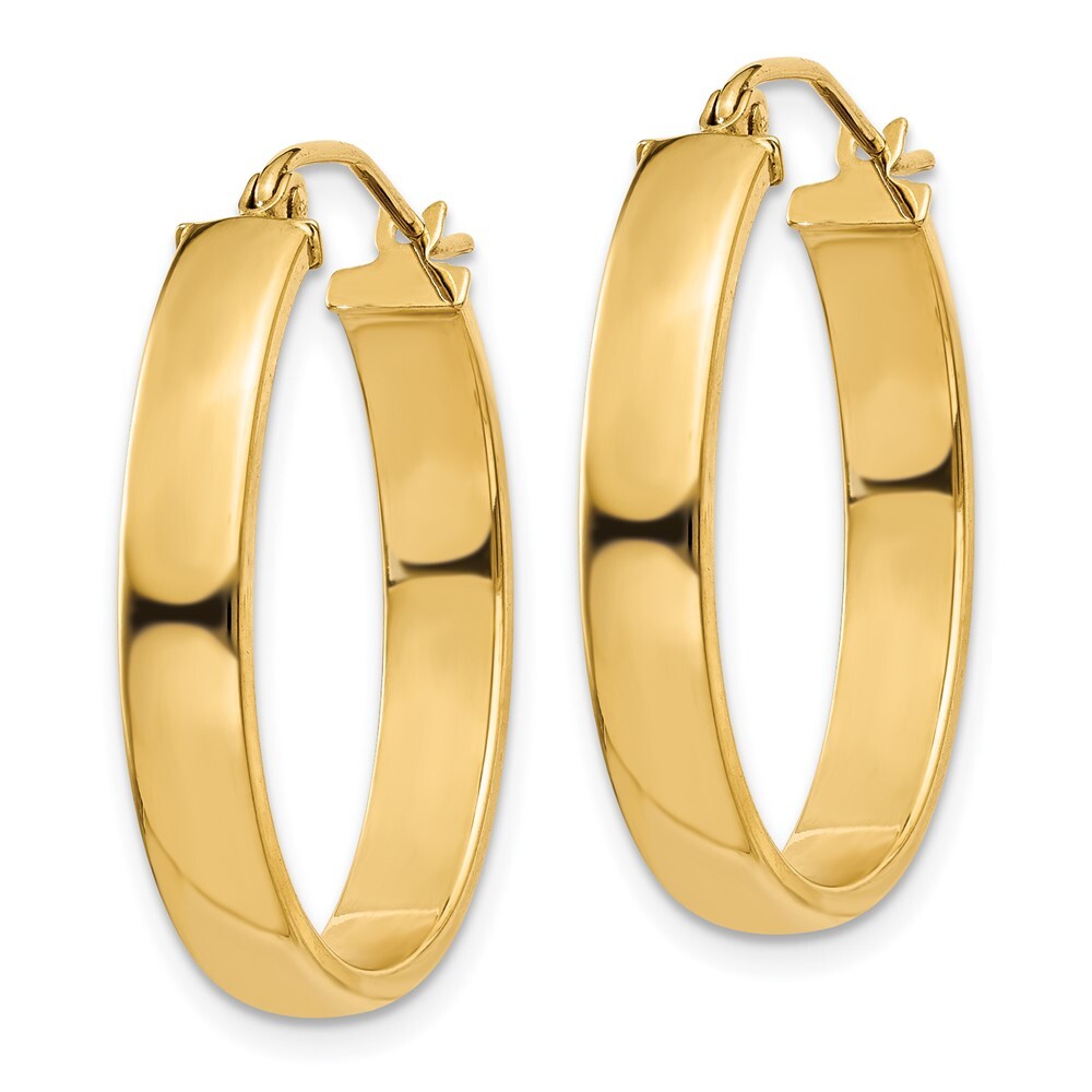 14k Yellow Gold Lightweight Oval Hoop Earrings Gift for Women