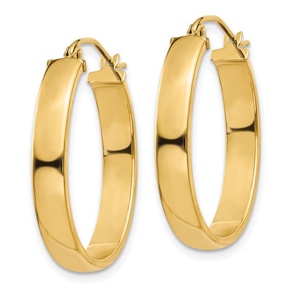 14k Yellow Gold Lightweight Oval Hoop Earrings Gift for Women