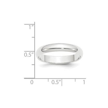 950 Platinum 4mm Half Round Featherweight Wedding Band Ring Size 10.5