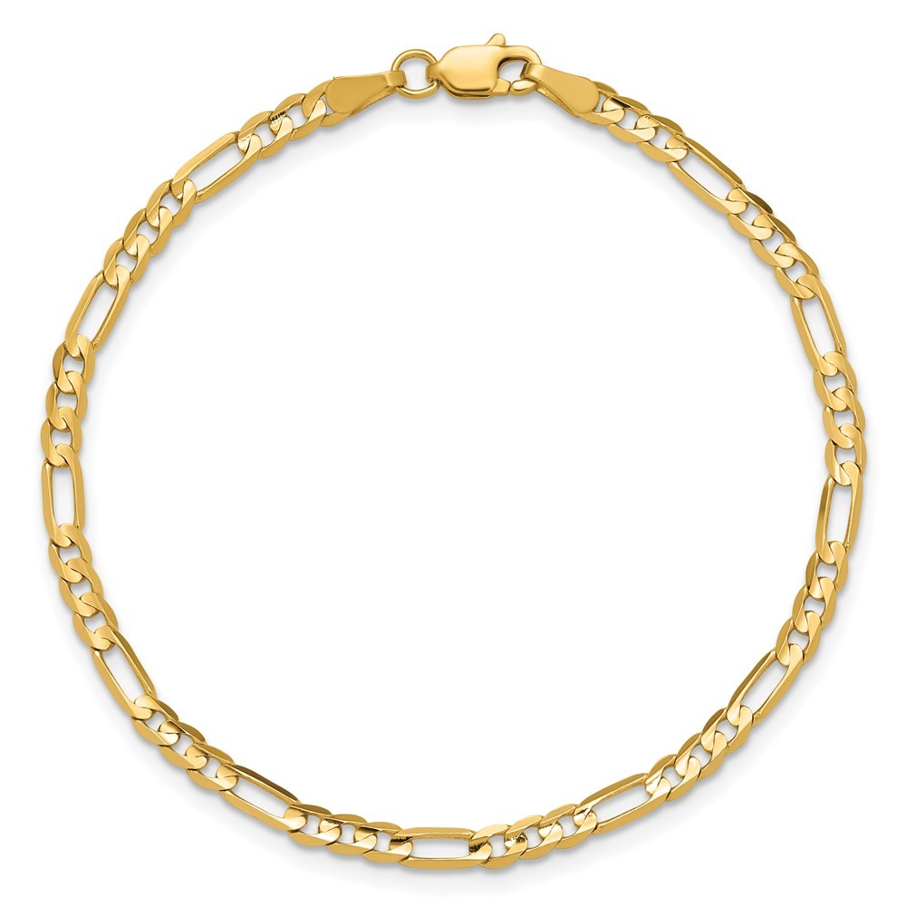 14k Yellow Gold 7 inch 3mm Concave Open Figaro Bracelet