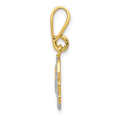 14k Yellow Gold Rhodium Pick-up Truck Pendant for Women