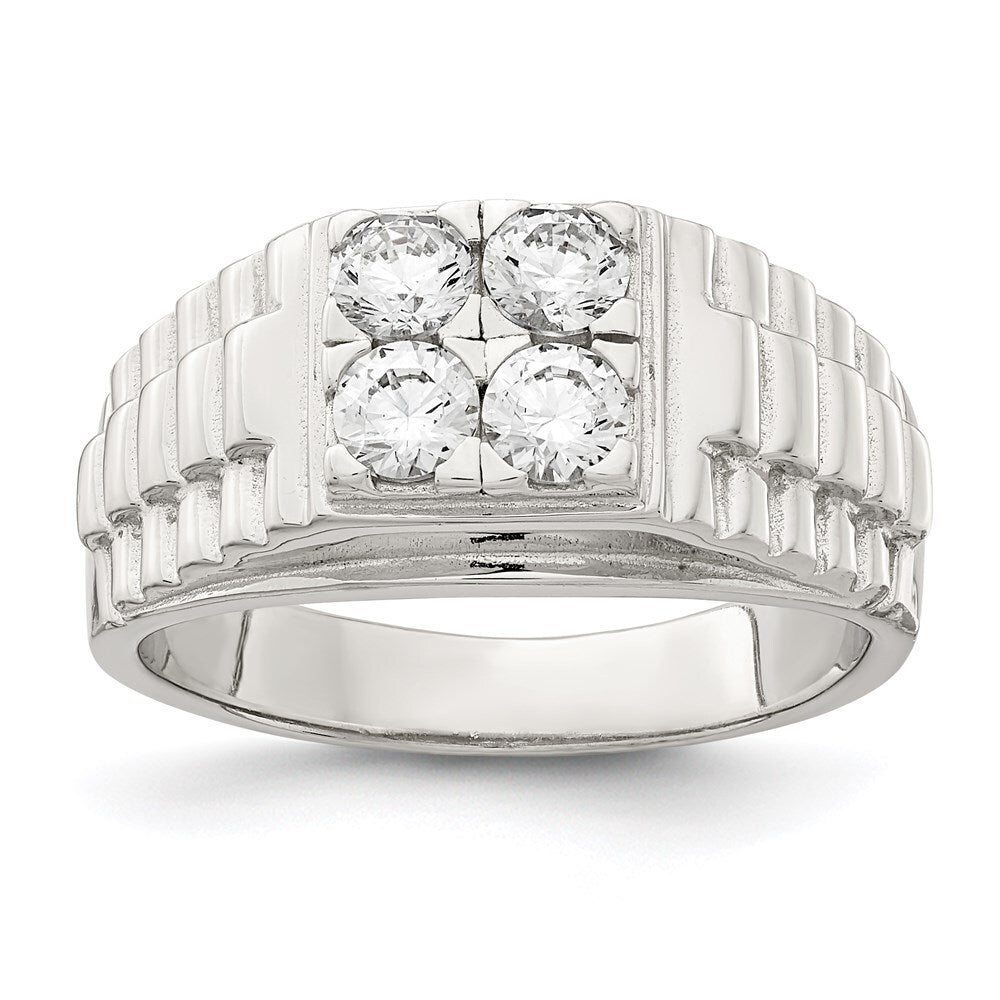 Sterling Silver Rhodium-plated Cubic Zirconia Fashion Ring Size 9