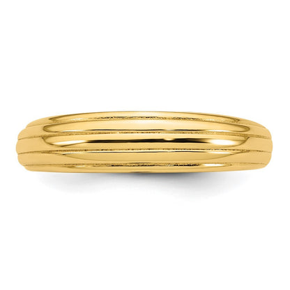 14K Yellow Gold Polished Grooved Graduated Ring Size 7