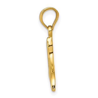 14k Yellow Gold Solid Polished Open-Backed Whale Tail Pendant for Women