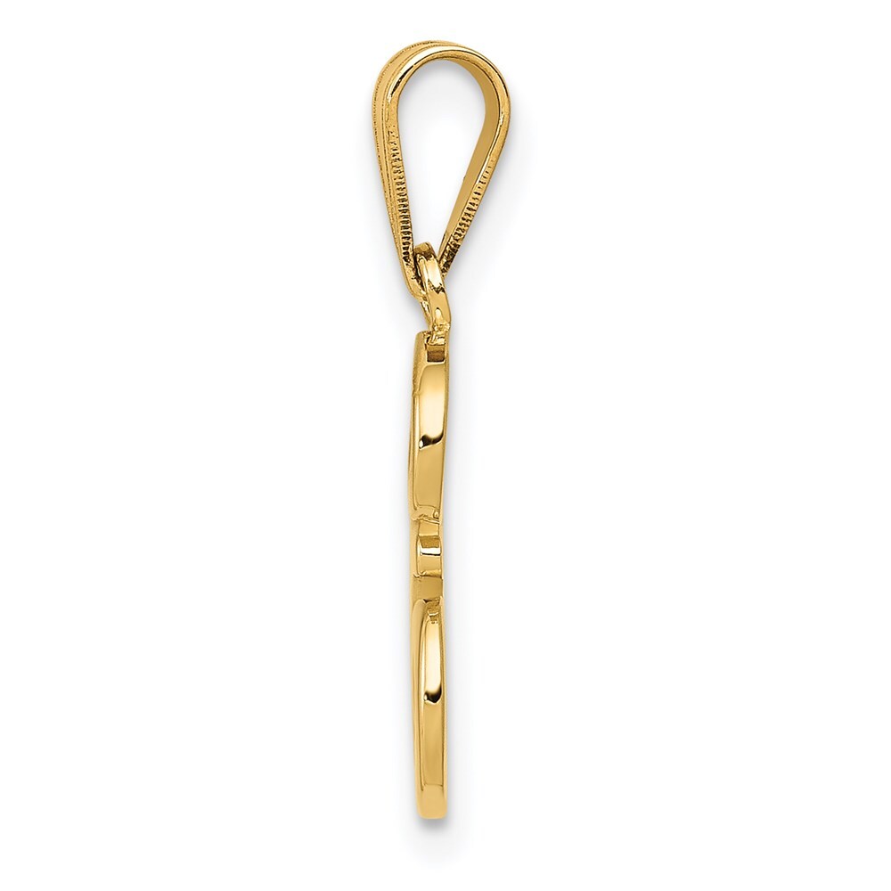 14k Yellow Gold Script Letter E Initial Pendant for Women