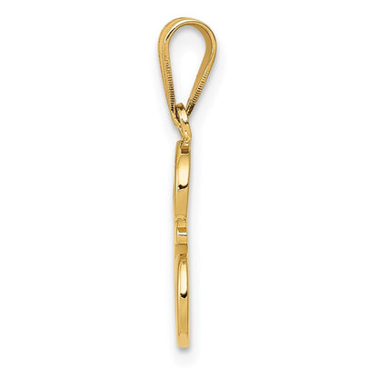 14k Yellow Gold Script Letter E Initial Pendant for Women