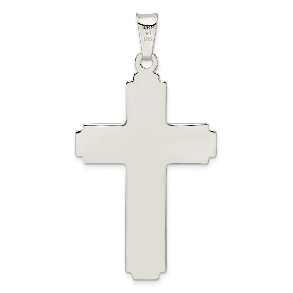 Sterling Silver Polished Side Lines Large Crucifix Pendant