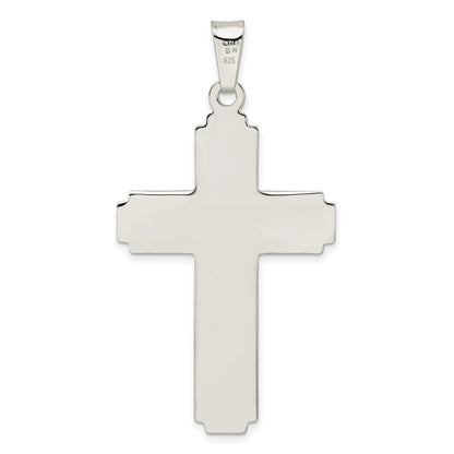 Sterling Silver Polished Side Lines Large Crucifix Pendant