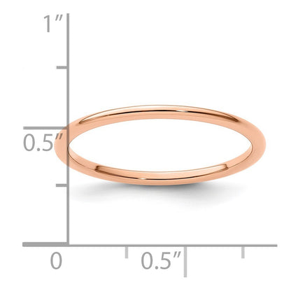 14K Rose Gold 1.2mm Half Round Polished Stackable Band Size 6