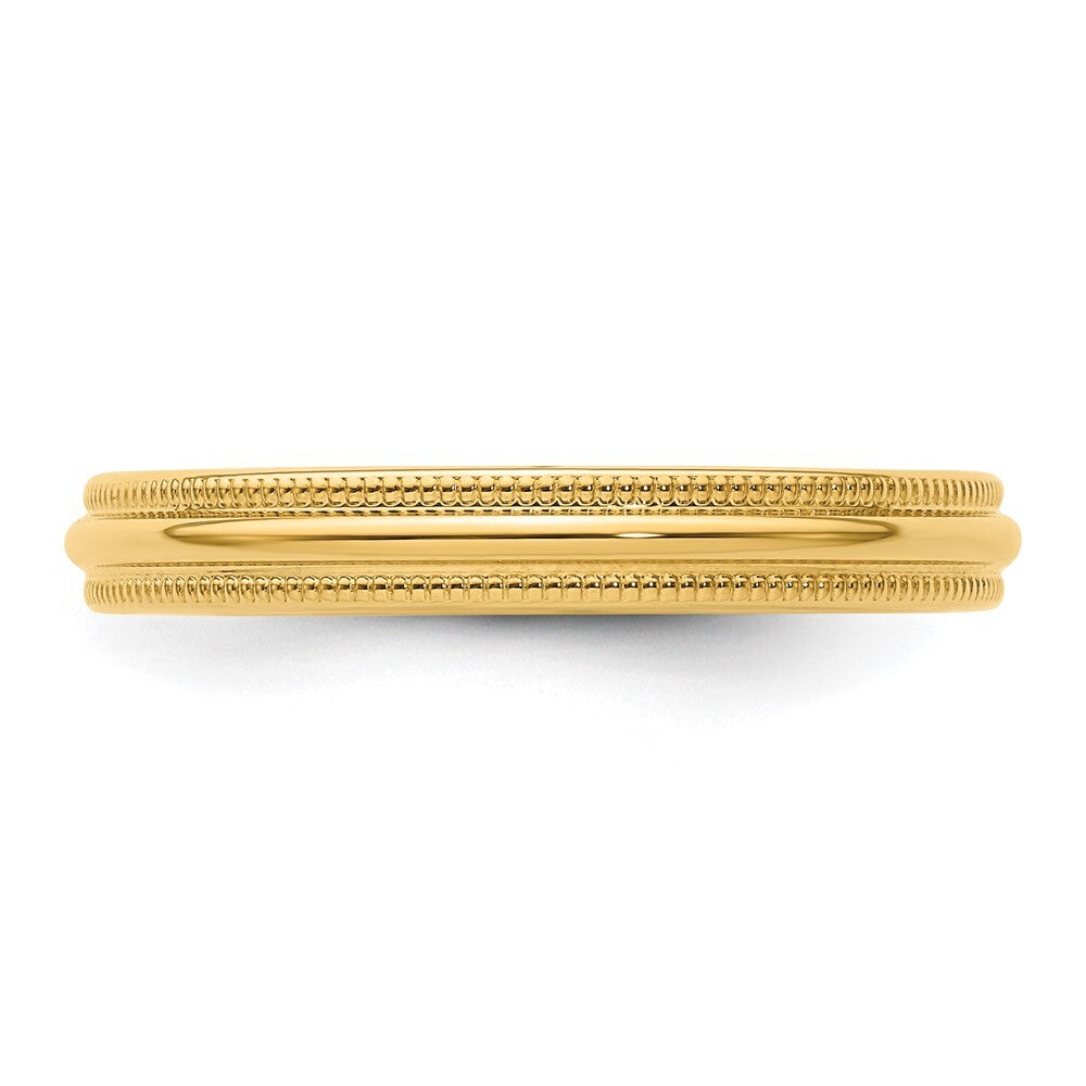 14K Yellow Gold 3mm Milgrain Half Round Comfort Fit Wedding Band Ring Size 7