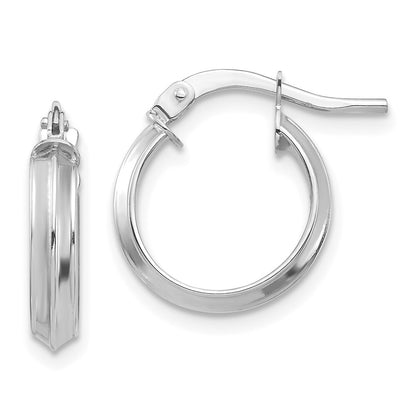 14k White Gold Polished Small 3mm Hoop Earrings Gift for Women