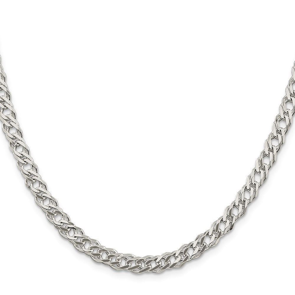 Sterling Silver 5.65mm 6 Side Diamond-Cut Flat Double Curb Chain Necklace