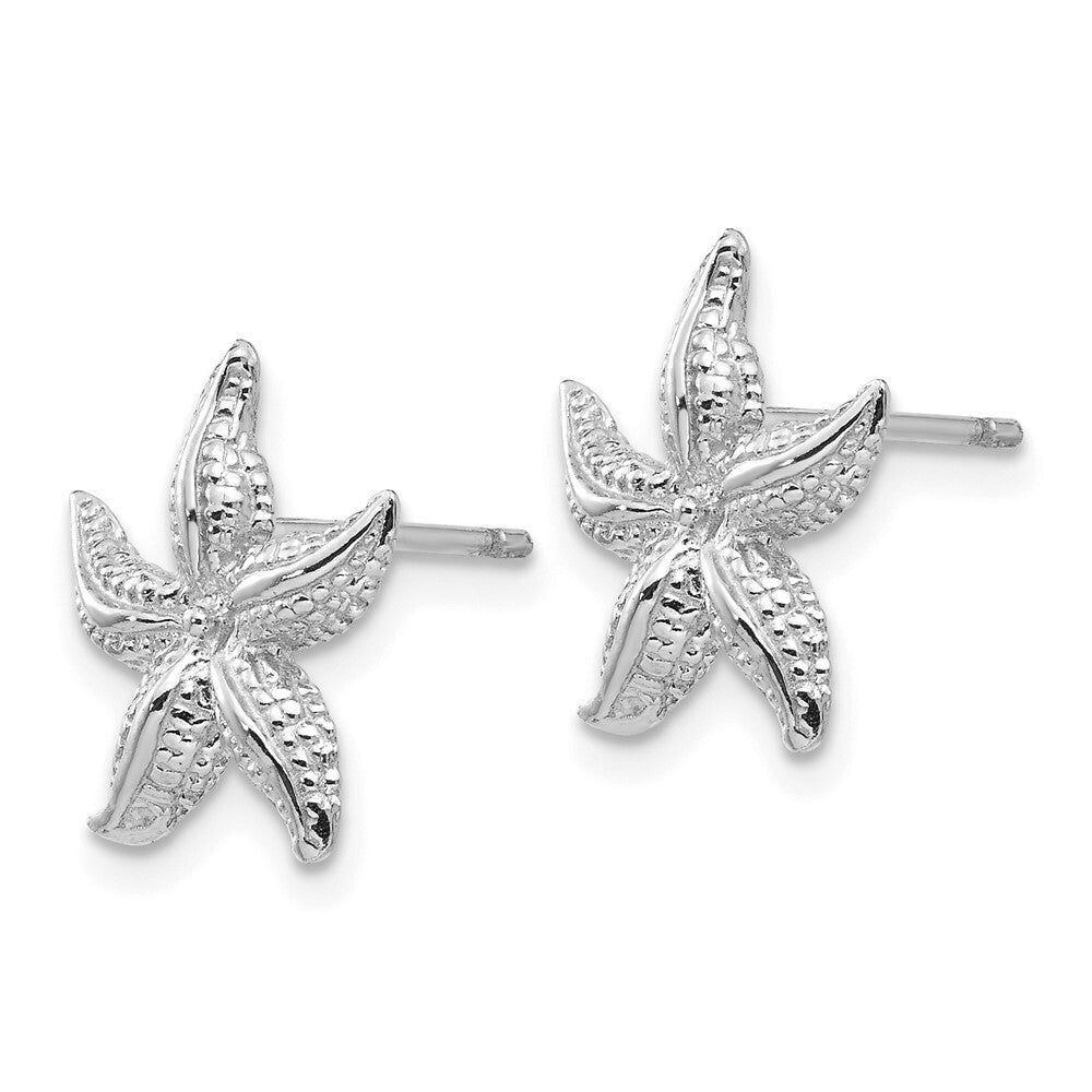14k White Gold Starfish Stud Earrings Gift for Women