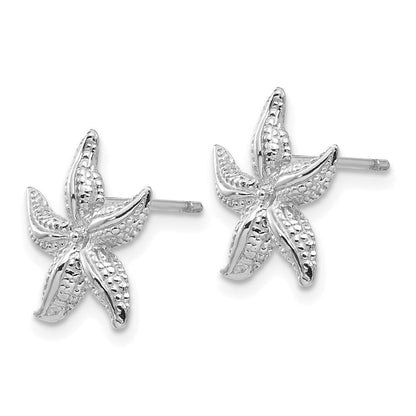 14k White Gold Starfish Stud Earrings Gift for Women