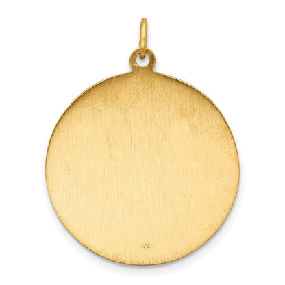 14k Yellow Gold Solid Polished Satin Large Round St. Jude Thaddeus Medal