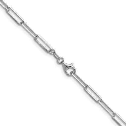 Sterling Silver Rhodium-plated 3.5mm Diamond-Cut Paperclip Chain Necklace