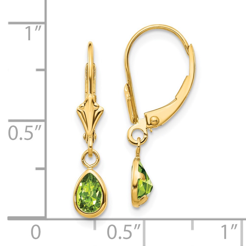 14k Yellow Gold 6x4mm August/Peridot Stud Earrings Gift for Women