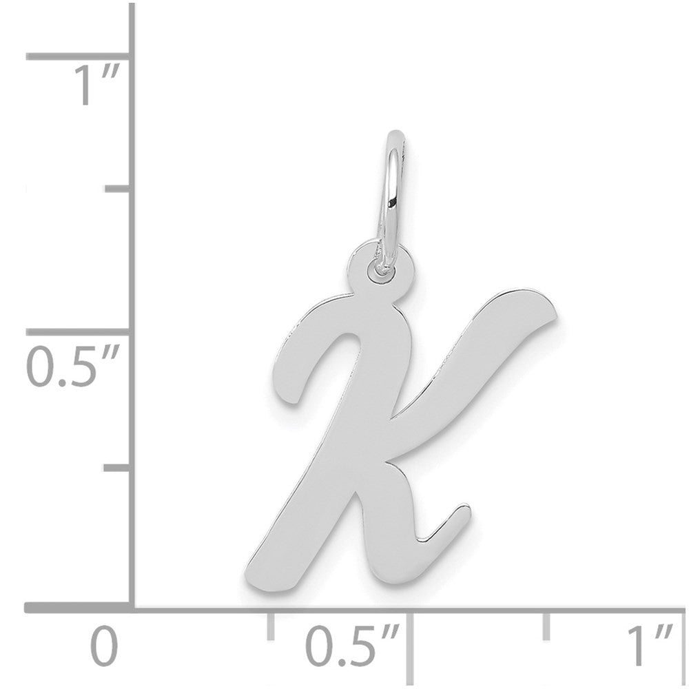 14k White Gold Medium Script Letter K Initial Charm Pendant