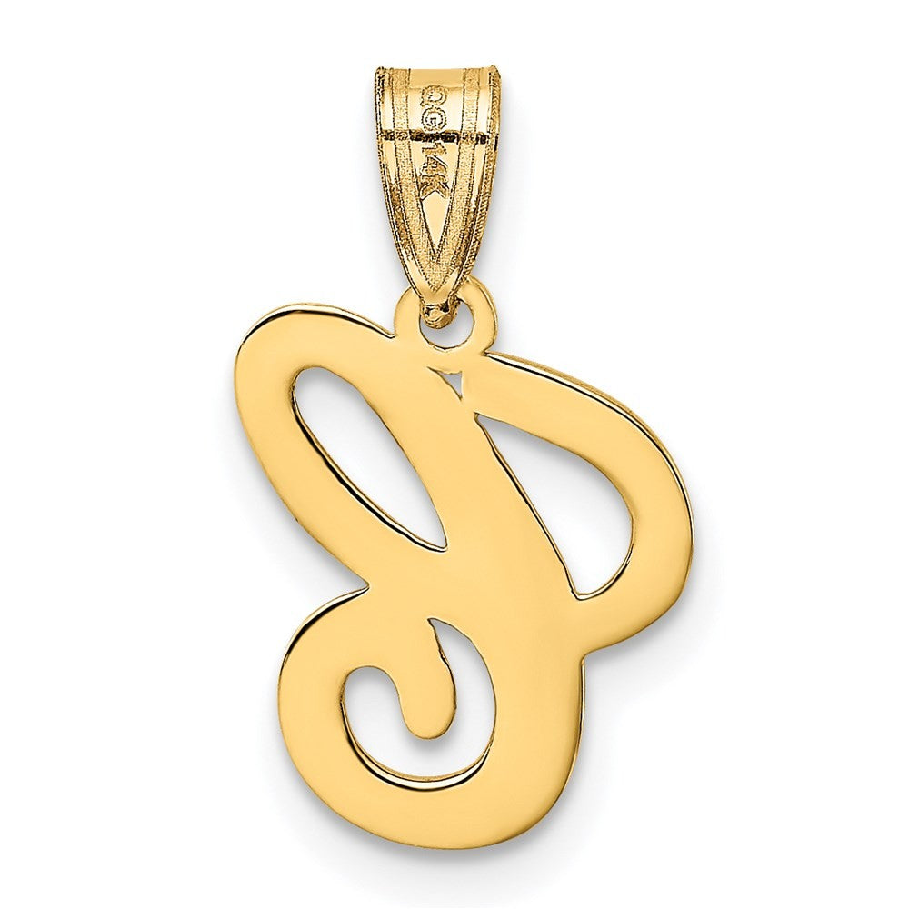14k Yellow Gold Script Letter C Initial Pendant