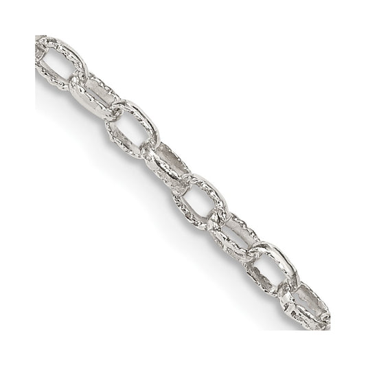 Sterling Silver 3mm Fancy Patterned Rolo Chain Necklace