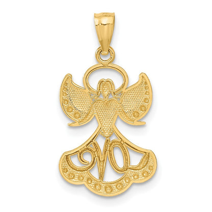 14k Yellow Gold Rhodium LOVE Angel Pendant for Women
