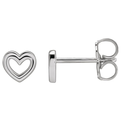 14k White Gold Heart Stud Earrings Fine Jewelry Gift for Women