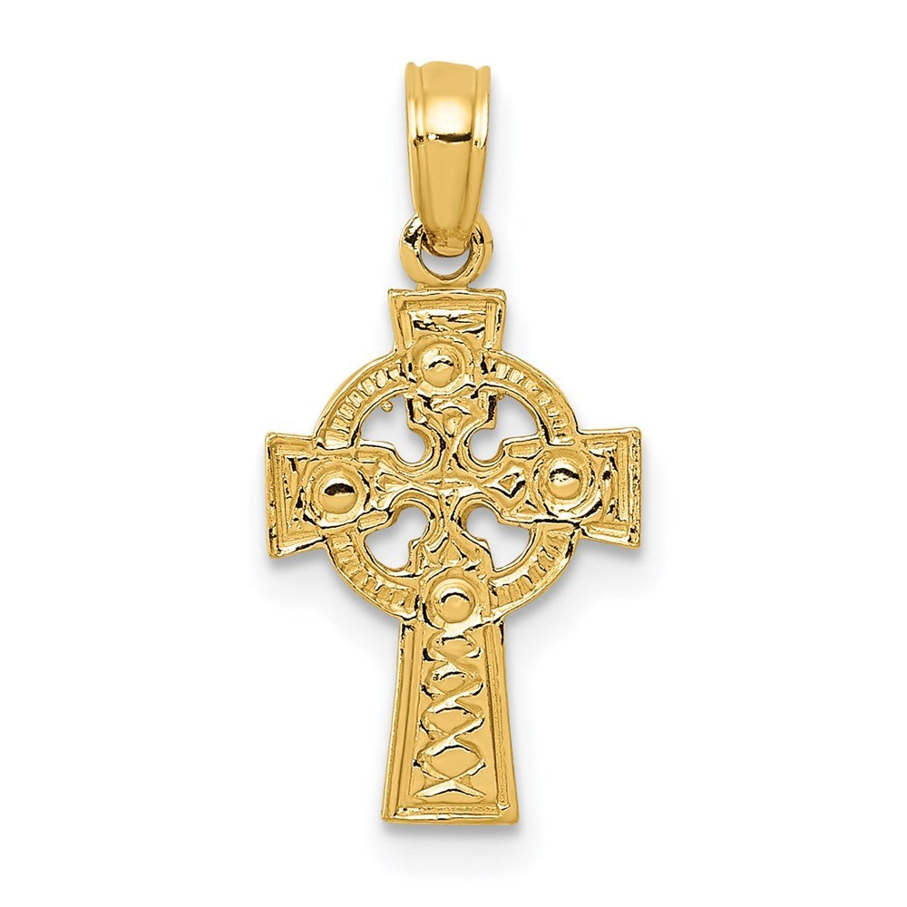 14k Yellow Gold Celtic Cross w/Eternity Circle Pendant