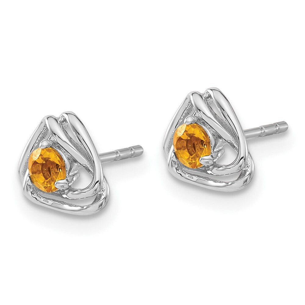 14k White Gold Citrine Stud Earrings Gift for Women