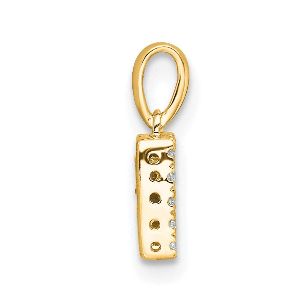 14k Yellow Gold  Diamond Letter R Initial with Bail Pendant