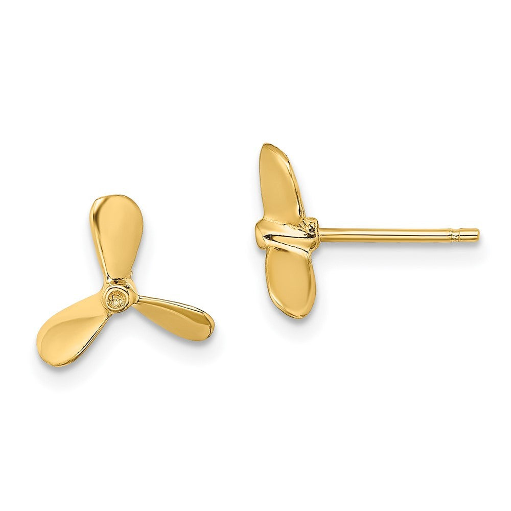 14k Yellow Gold 2-D Propeller Earrings