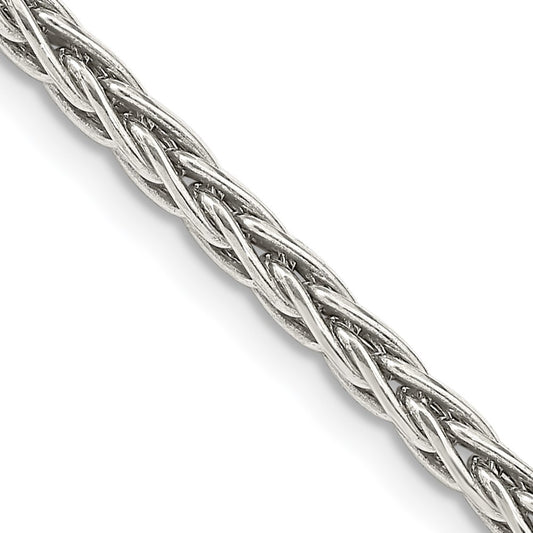 Sterling Silver Antiqued 3.25mm Solid Square Spiga Chain Necklace