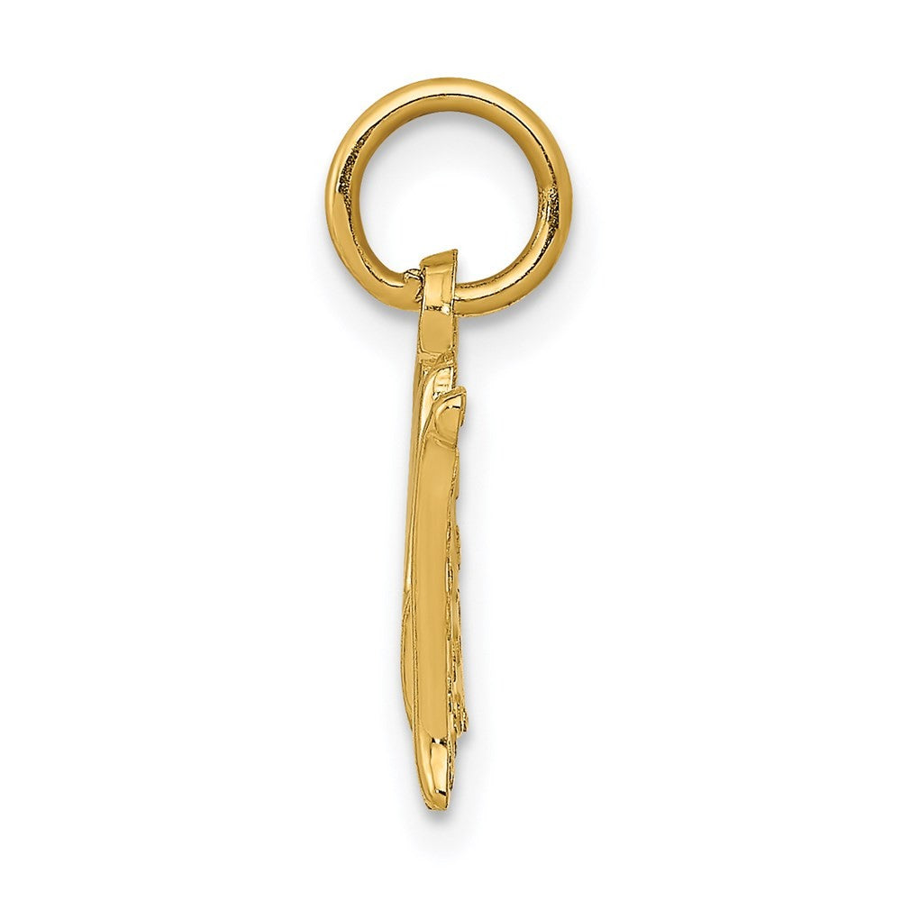 14k Yellow Gold Polished MOM with Cross Charm Pendant