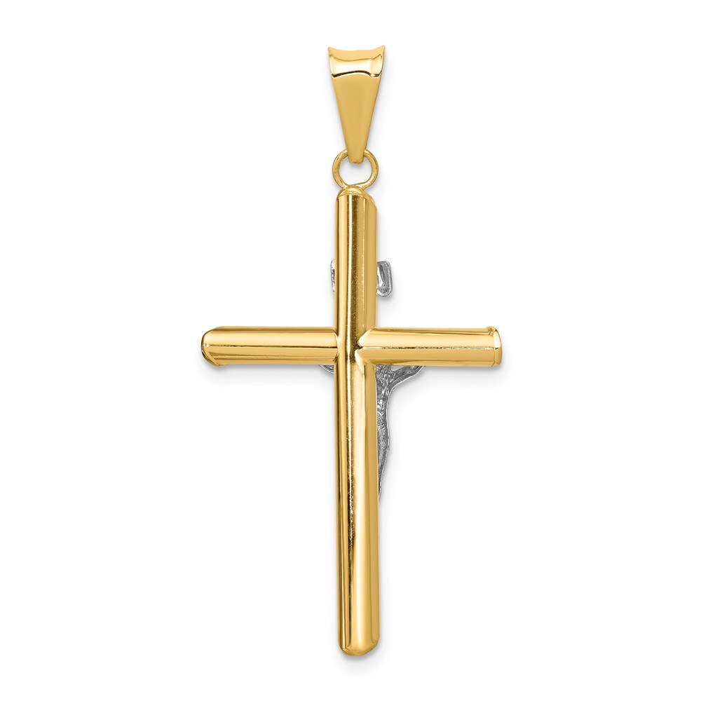 14k Two-tone Gold Polished Jesus Crucifix Pendant for Women