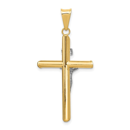 14k Two-tone Gold Polished Jesus Crucifix Pendant for Women