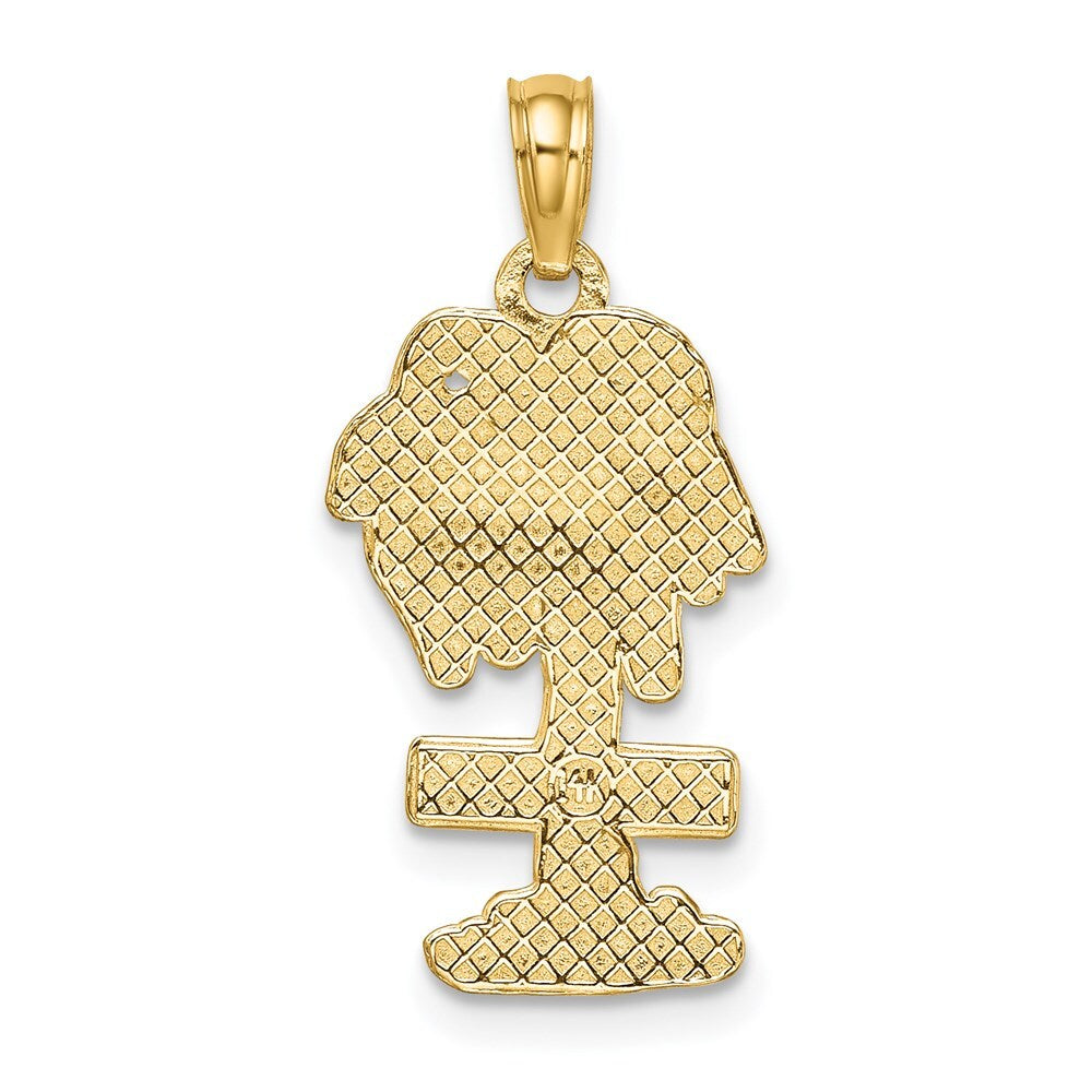 14k Yellow Gold 2-D ST. MARTIN On Palm Tree Charm Pendant for Women