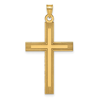 14k Yellow Gold Laser Etched Cross Charm