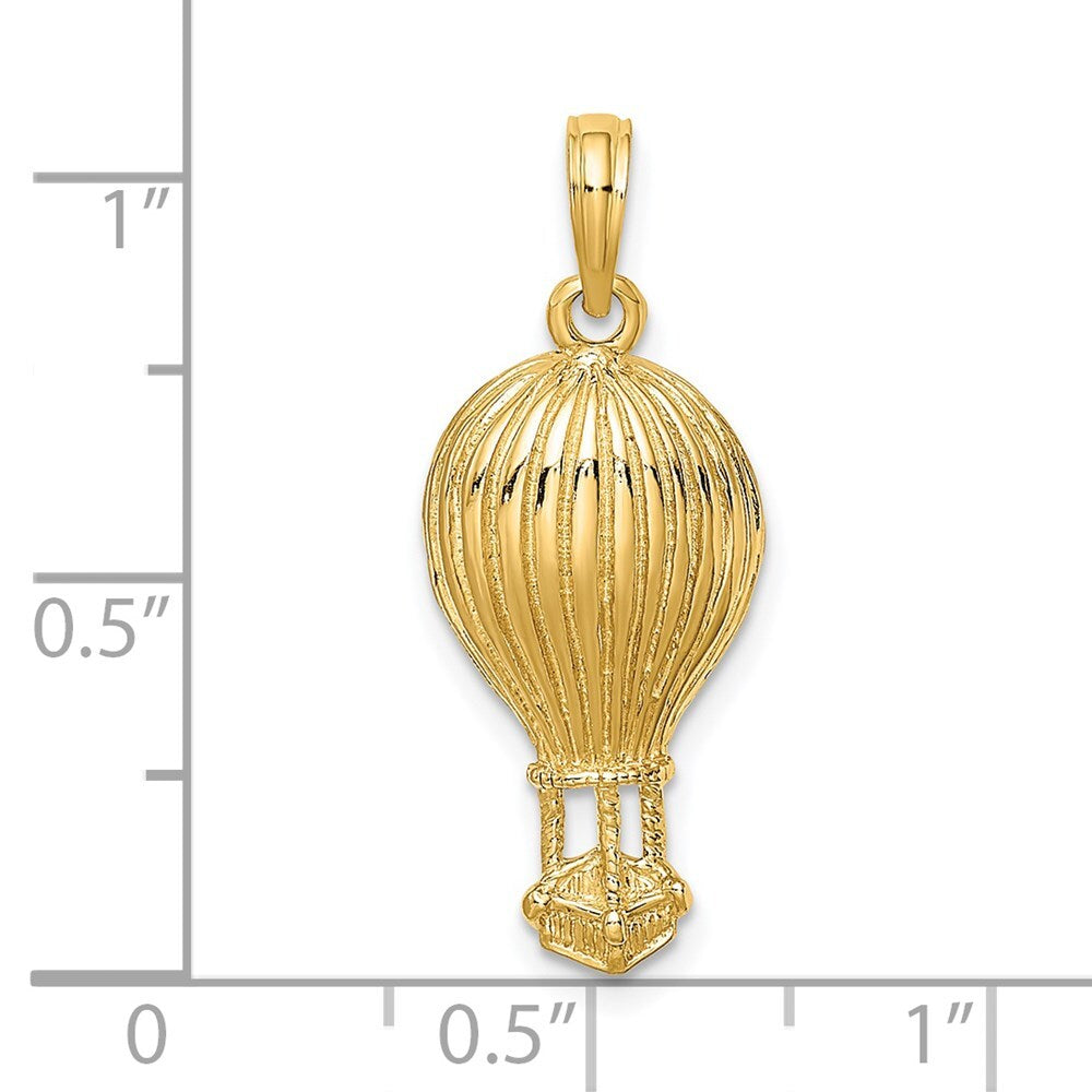 14k Yellow Gold Polished Hot Air Ballon Charm Pendant for Women