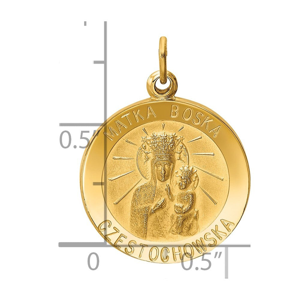 14k Yellow Gold Matka Boska Medal Charm Pendant for Women