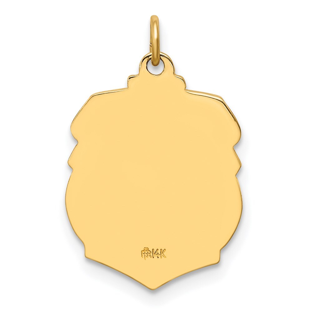 14k Yellow Gold Solid Polished/Satin Small St. Michael Badge Medal Pendant