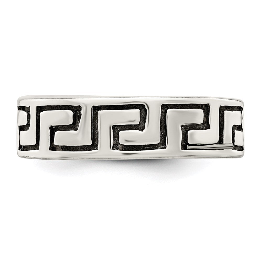 Sterling Silver Antiqued Greek Key Ring Size 10