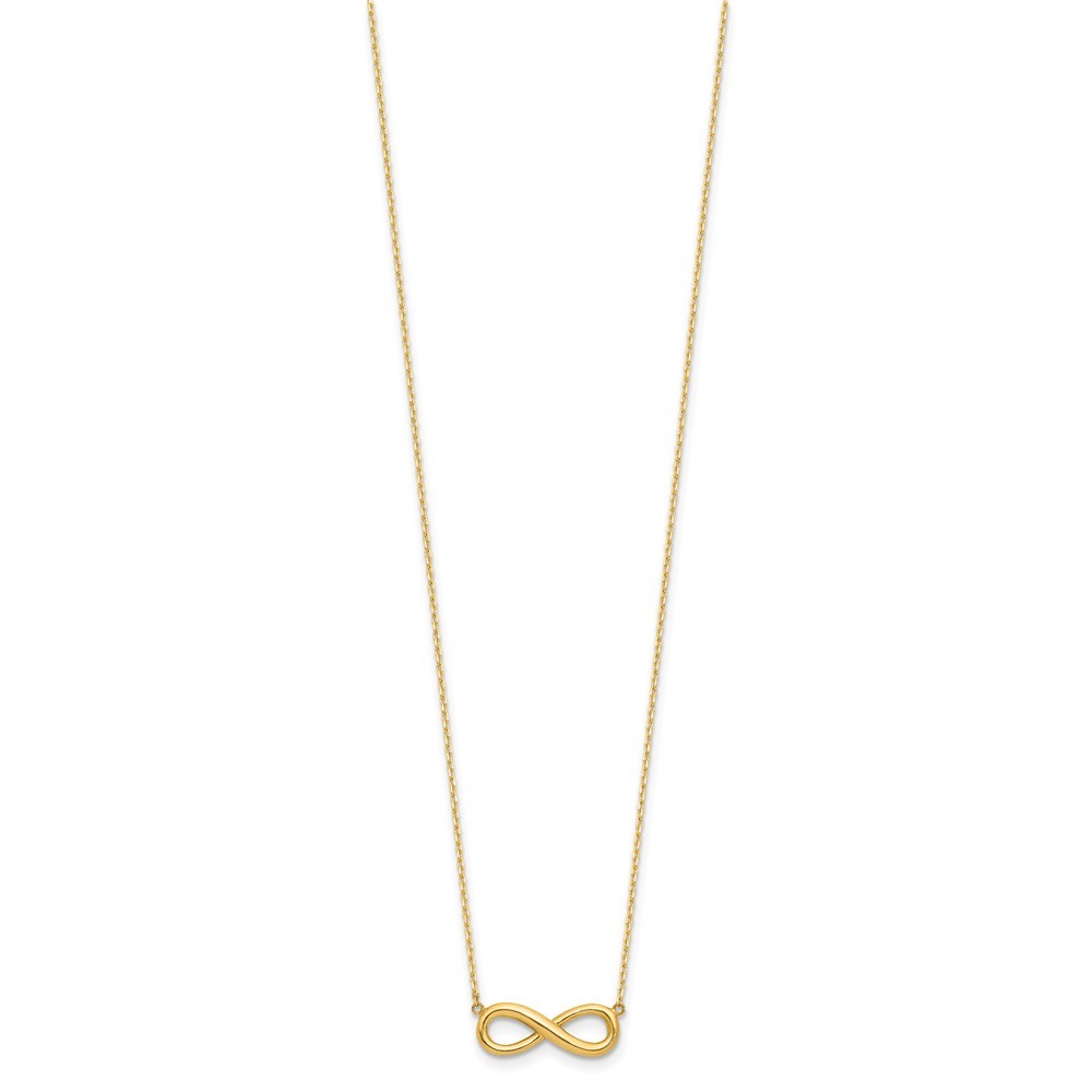 14k Yellow Gold Polished Infinity Symbol 16.5 inch Necklace Plus 1 inch Extender