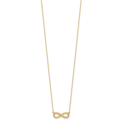 14k Yellow Gold Polished Infinity Symbol 16.5 inch Necklace Plus 1 inch Extender