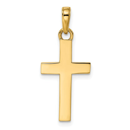 14k Yellow Gold w Rhodium Diamond-Cut Cross Pendant