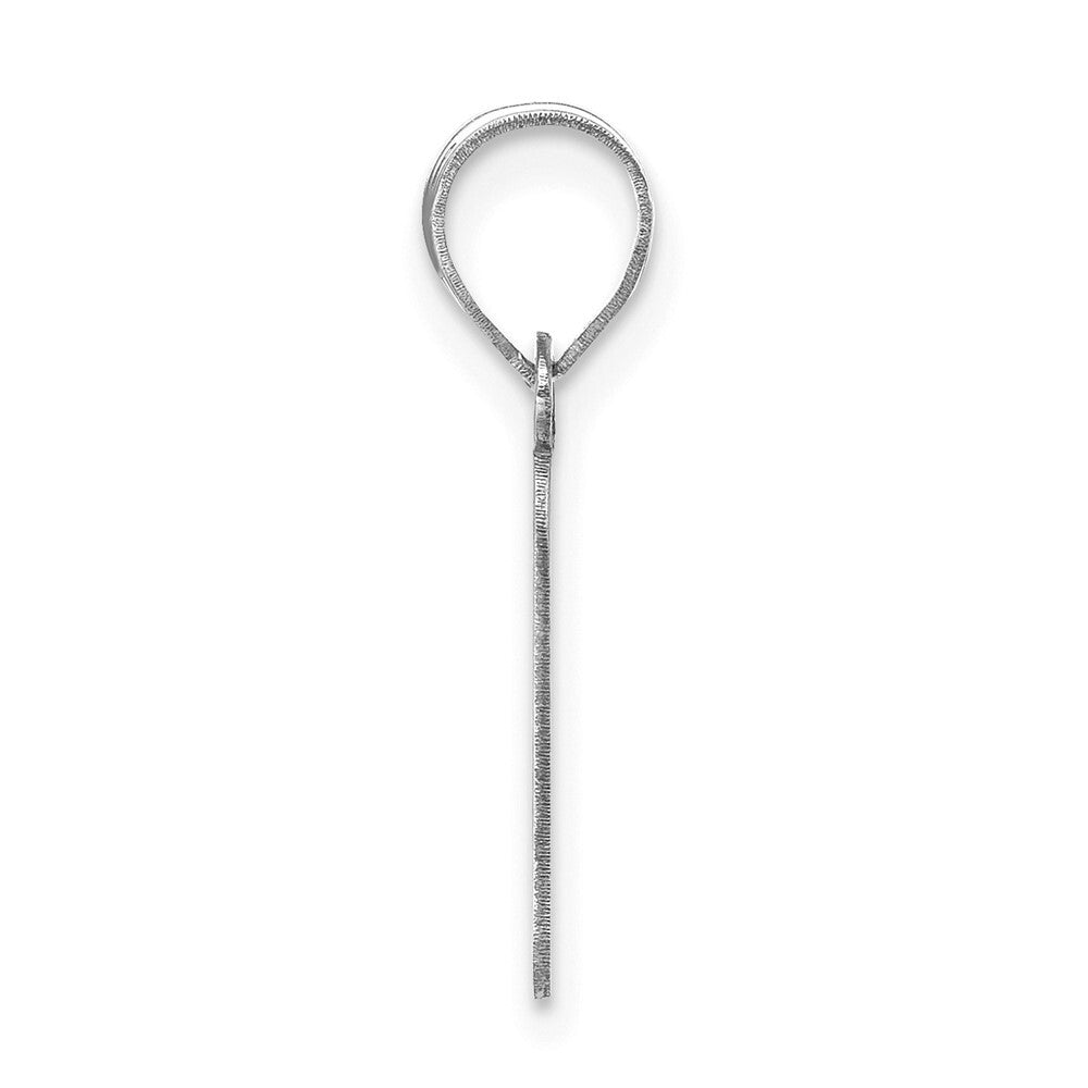 14k White Gold Polished Bubble Letter F Initial Pendant for Women