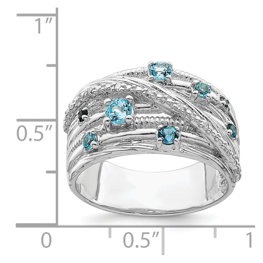 Sterling Silver Rhodium-plated London Blue Topaz and Diamond Ring Size 7