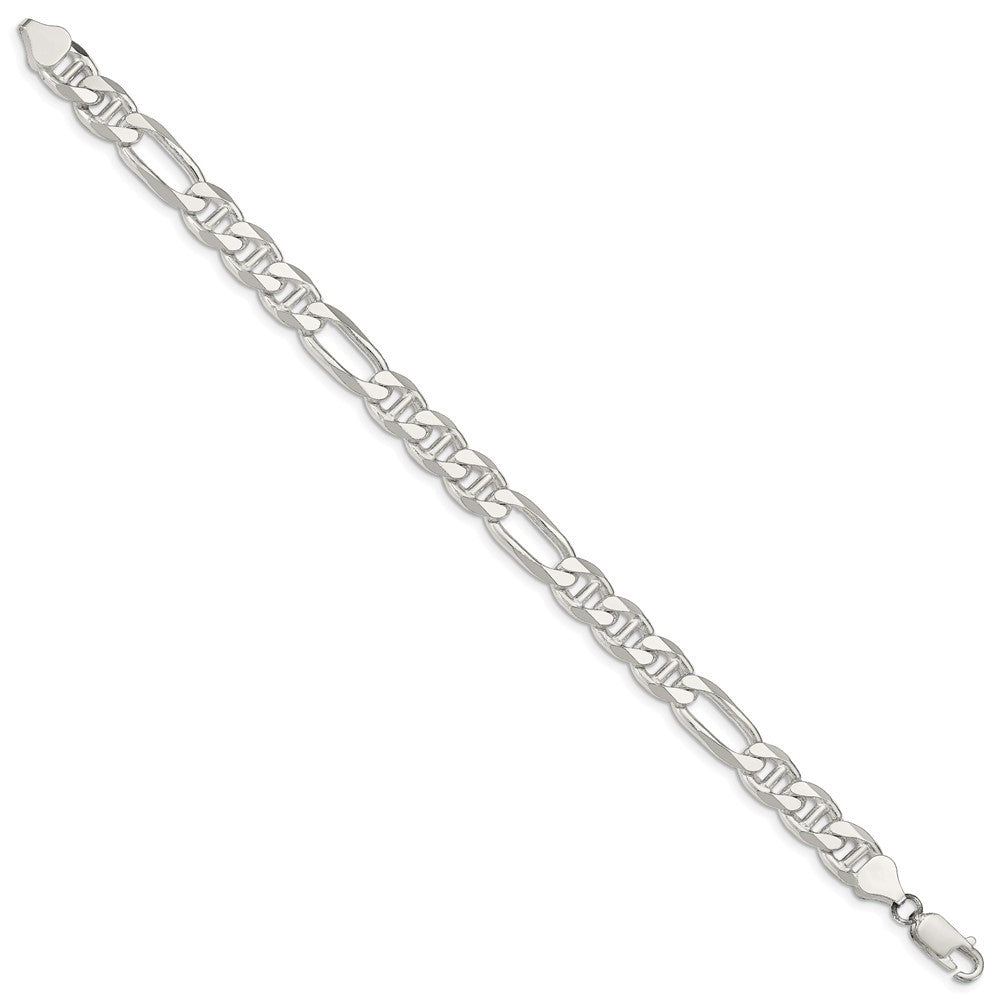 Sterling Silver 8.25mm Figaro Anchor Chain Bracelet
