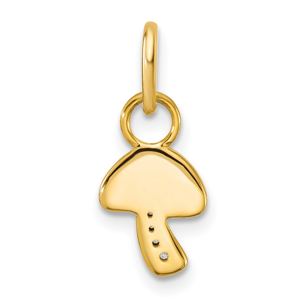 14k Yellow Gold Polished Diamond Mushroom Charm